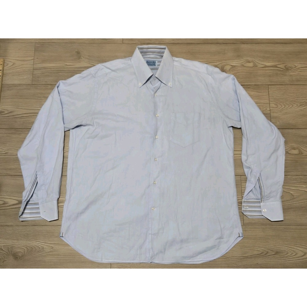 Hilditch & Key Mens Dress Shirt 17 - 43 Light Blue Button Up Read